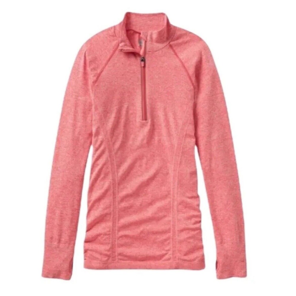 Athleta Fastest Track Half Zip Pullover Heathered Orange Athletic Top